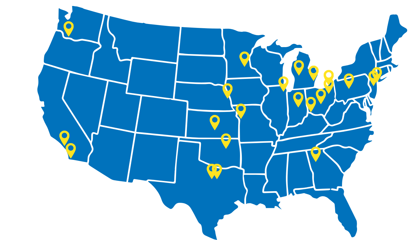 Map of Documenters Network sites across the United States