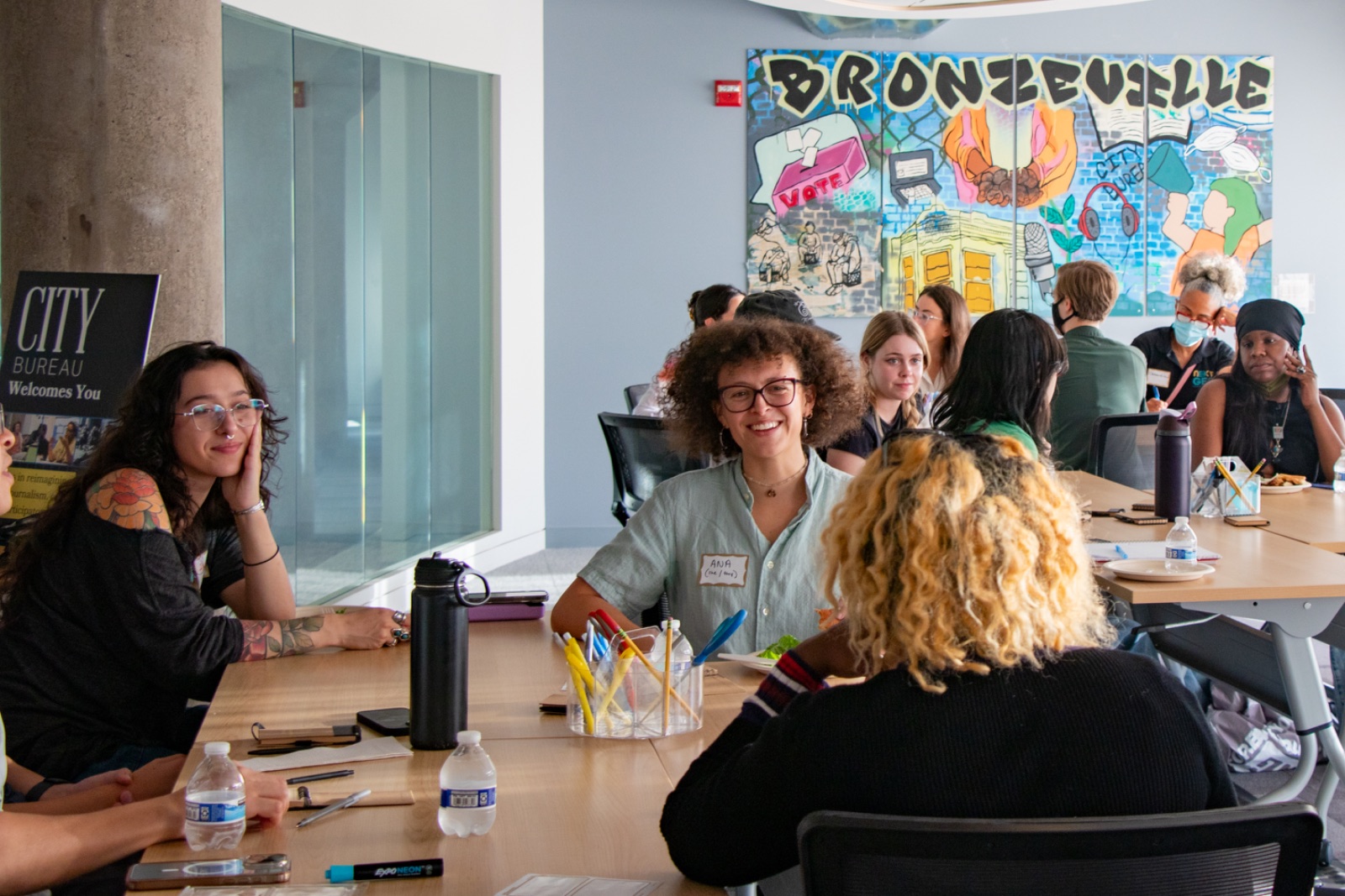 New Chicago Documenters attend an orientation at City Bureau's office.
